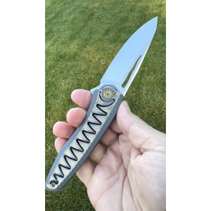ГАТОР (GATOR) колекційний складний ніж ручної роботи студії LESBAR KNIVES, RWL-34™ 61-62 HRC. Photo 3